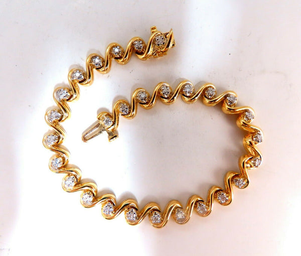 .82ct Natural Round Diamonds Slant Link Bracelet 14kt