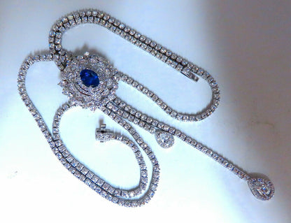 Cluster Bolo Necklace Natural Sapphire Diamonds 18kt Gold GIA Certified 17.30ct