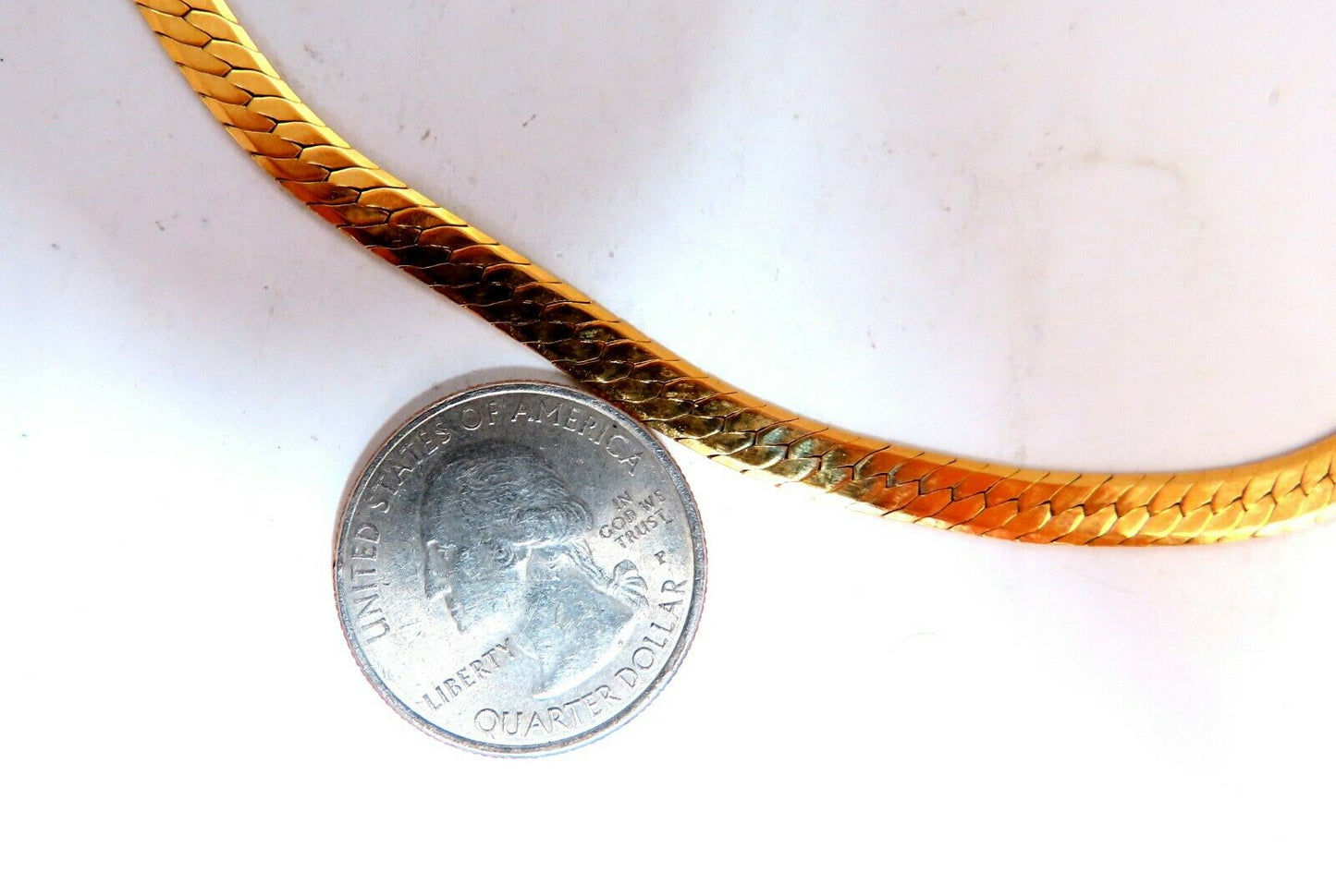 Classic 5mm Gauge Herringbone Necklace 14kt