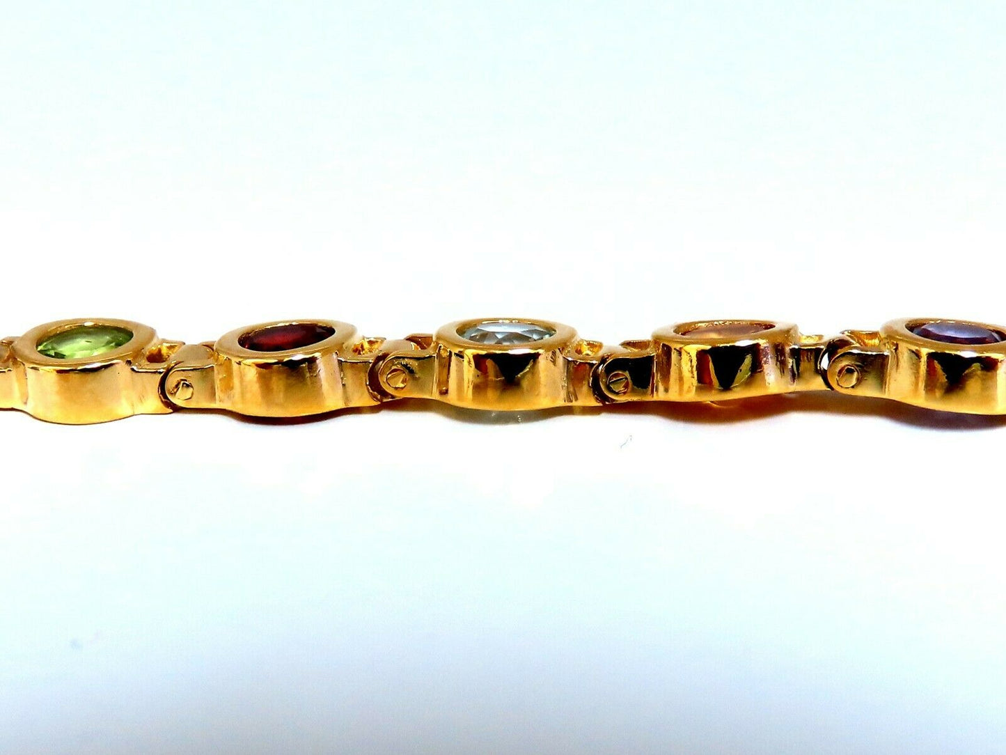4.50ct Natural Gem Line Bracelet 14kt Aquamarine Citrine Peridot Garnet Amethyst