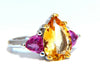 7.23ct Natural Pear Citrine Pink Sapphire Platinum Ring