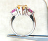 7.23ct Natural Pear Citrine Pink Sapphire Platinum Ring