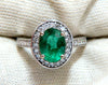 3.08ct Natural Vivid Green Emerald Diamonds Halo Ring 14kt