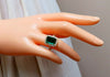 5.40ct Natural Vivid Green Emerald Diamonds Gilt Deco Ring 14kt