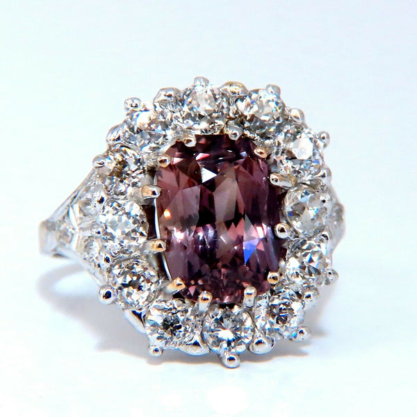 GIA Certified 3.73ct Purplish Brown Sapphire Diamonds Ring Platinum Vintage