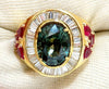 GIA Certified 7.71ct Natural Green Blue Sapphire Diamond Ring 18kt Unisex