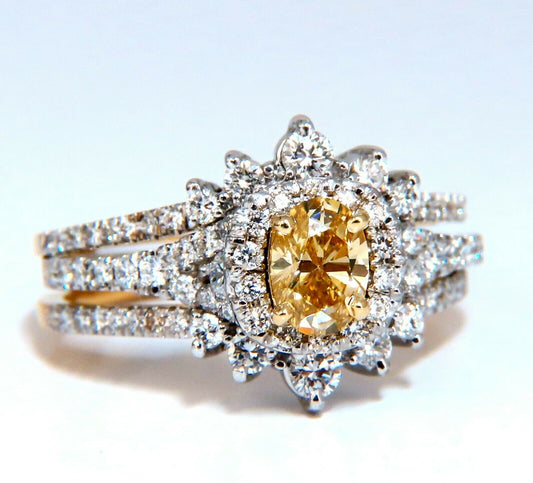 1.81ct Natural Fancy Yellow Diamonds Ring 14kt Insert & Ring