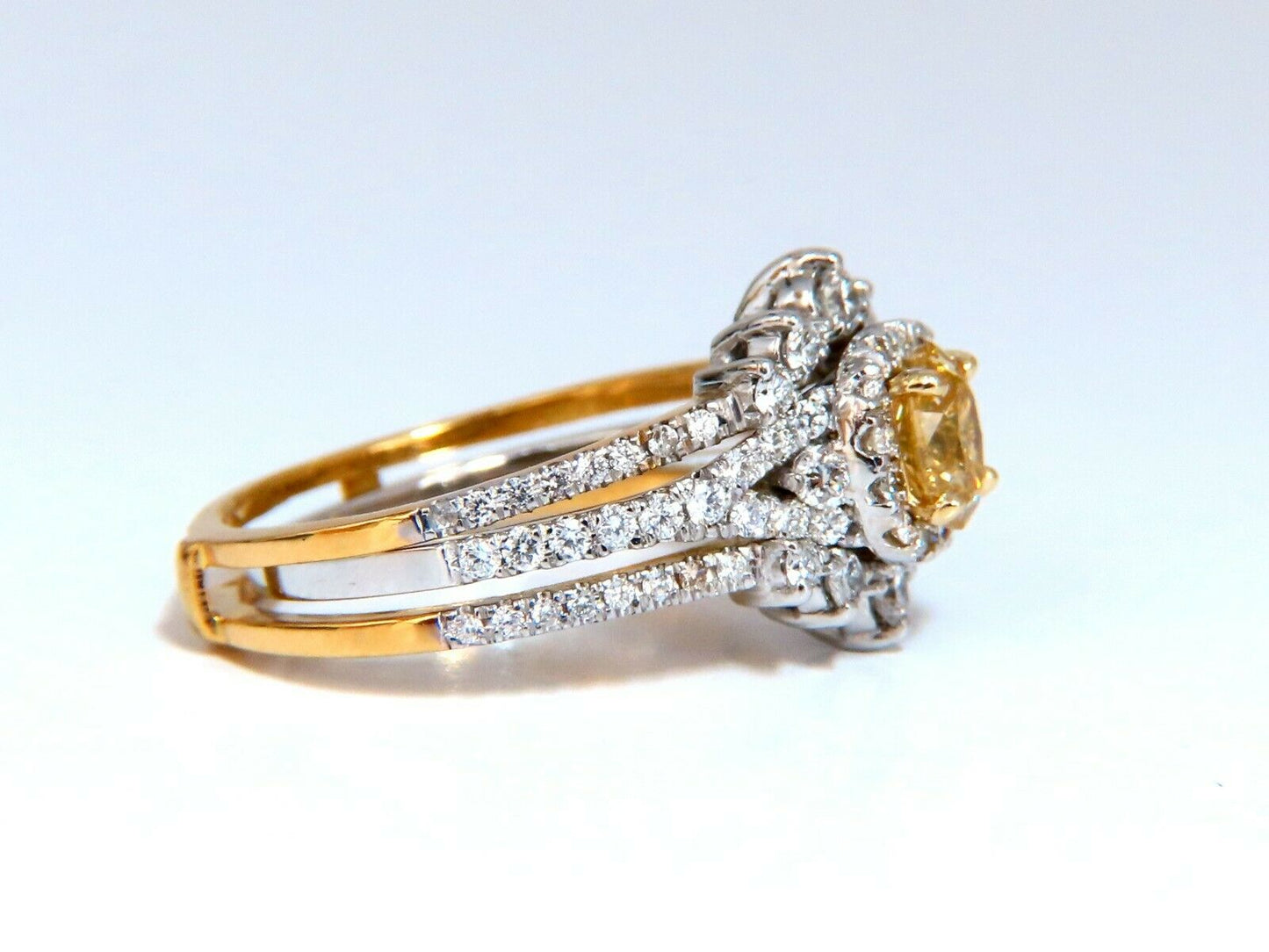 1.81ct Natural Fancy Yellow Diamonds Ring 14kt Insert & Ring