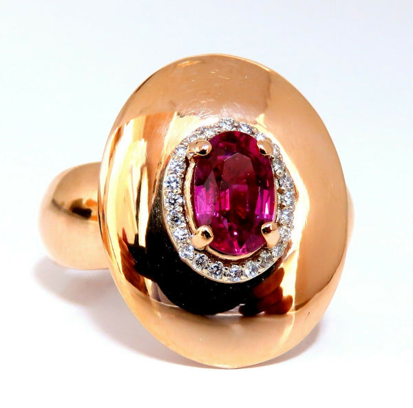 GIA Certified 1.19ct oval cut red No Heat Ruby diamonds ring 14kt