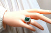 7.15ct Natural Emerald Diamonds Cluster Halo Ring 14kt