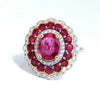 GIA Certified 4.06ct oval cut red No Heat Ruby diamonds Ballerina ring 14kt
