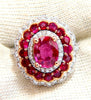 GIA Certified 4.06ct oval cut red No Heat Ruby diamonds Ballerina ring 14kt
