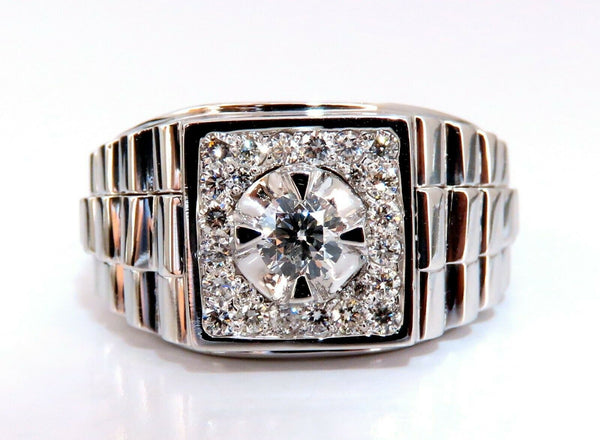 .63ct Natural Diamonds Mens Solitaire Accent Ring 14 Karat "Watch Band"