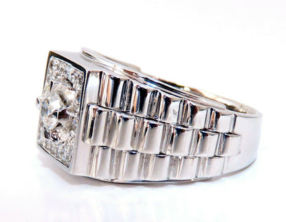 .63ct Natural Diamonds Mens Solitaire Accent Ring 14 Karat "Watch Band"