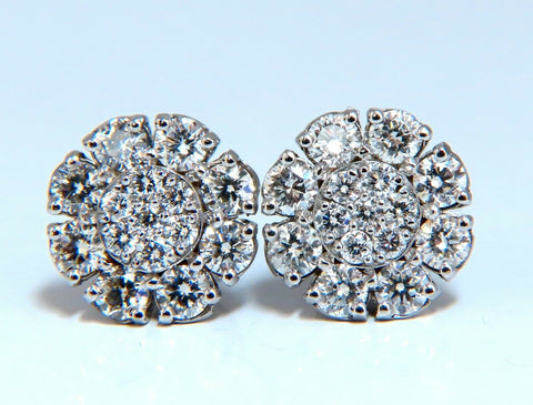 2.04ct natural round diamonds cocktail cluster earrings 14kt