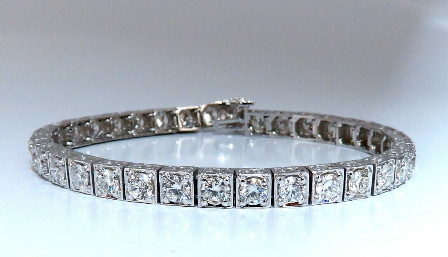 8.42ct Natural Diamonds Tennis Bracelet 14kt Gold Squared Box Bead Set