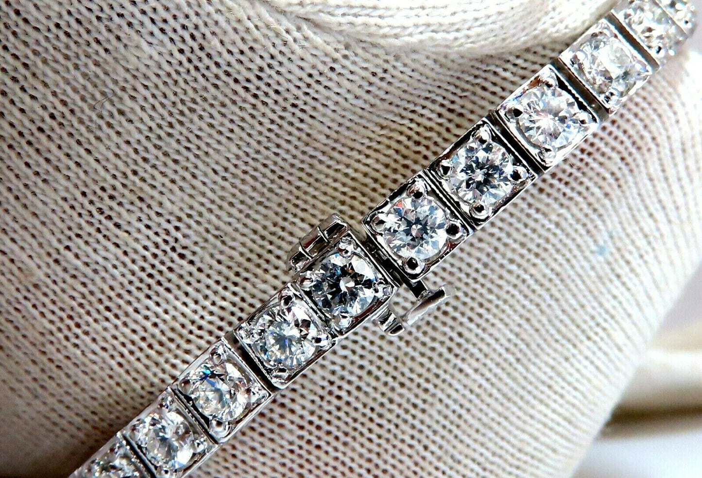 8.42ct Natural Diamonds Tennis Bracelet 14kt Gold Squared Box Bead Set