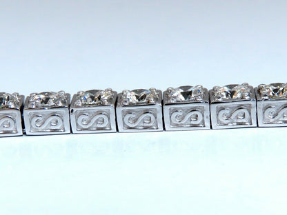 8.42ct Natural Diamonds Tennis Bracelet 14kt Gold Squared Box Bead Set