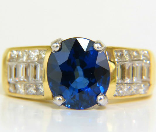 GIA 4.93CT Natural Top Gem Sapphire Diamond Ring Classic Set