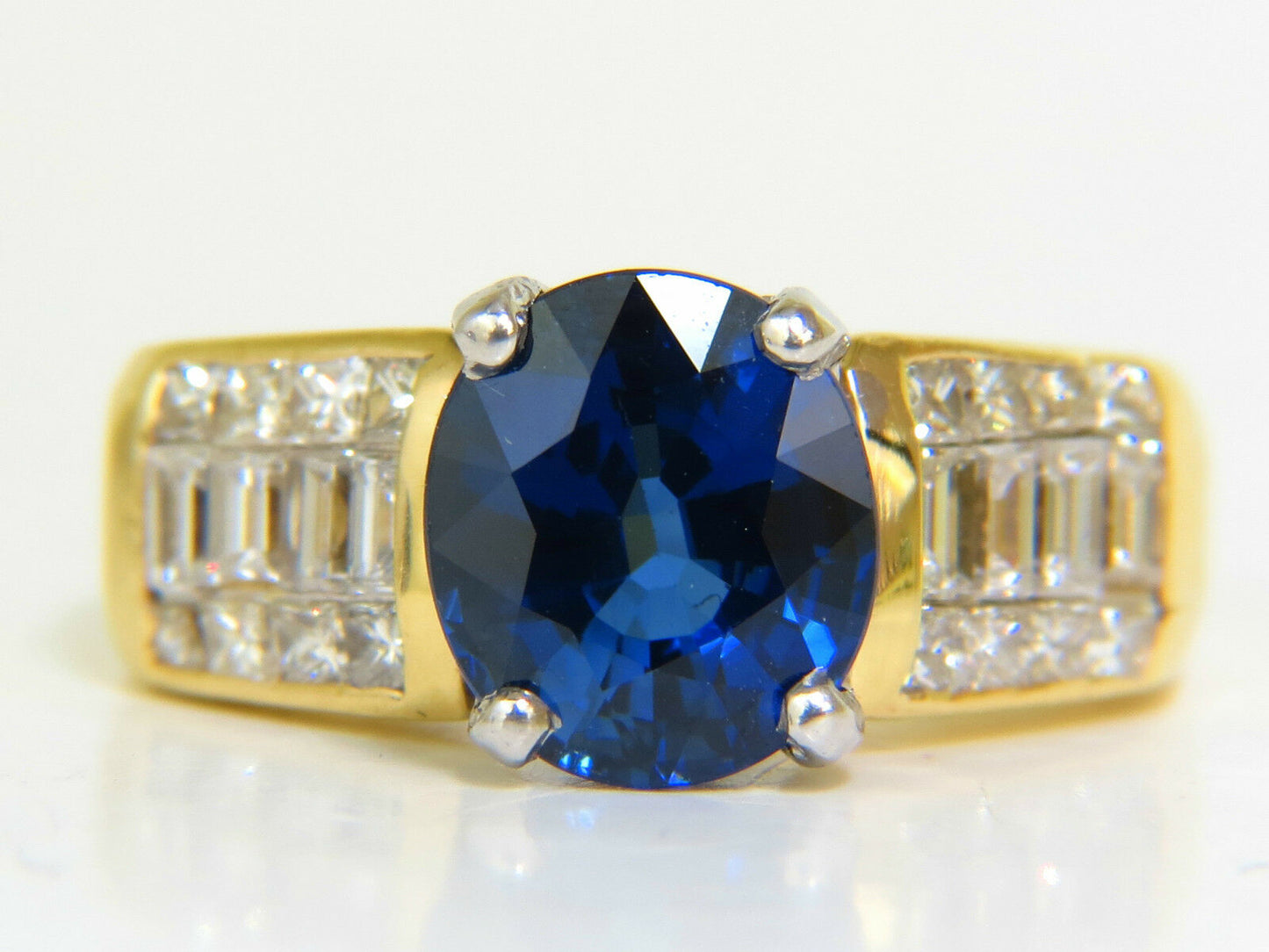 GIA 4.93CT Natural Top Gem Sapphire Diamond Ring Classic Set