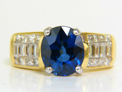 GIA 4.93CT Natural Top Gem Sapphire Diamond Ring Classic Set