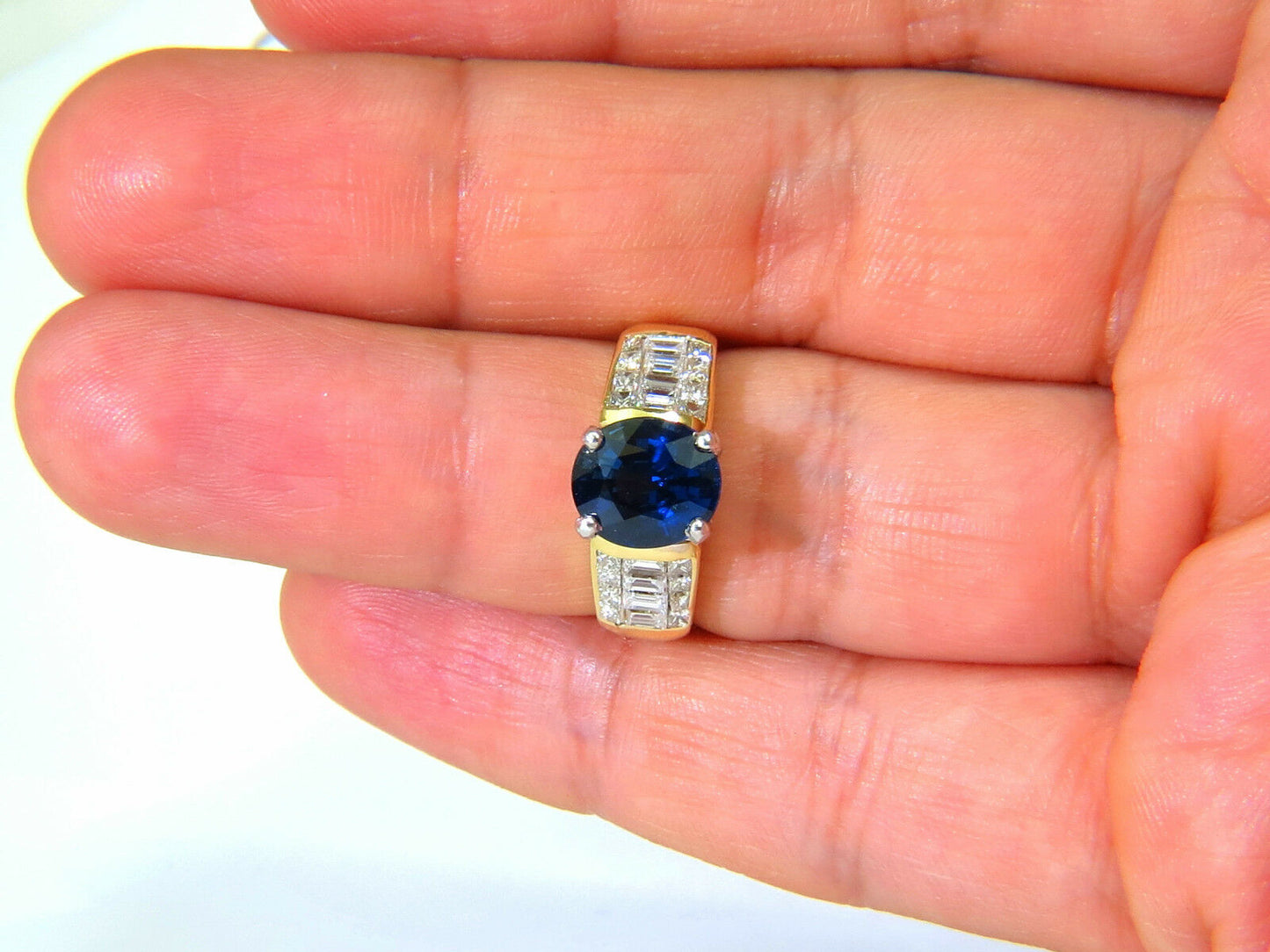 GIA 4.93CT Natural Top Gem Sapphire Diamond Ring Classic Set