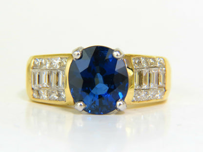 GIA 4.93CT Natural Top Gem Sapphire Diamond Ring Classic Set