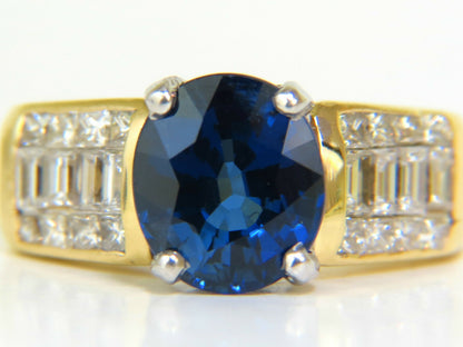 GIA 4.93CT Natural Top Gem Sapphire Diamond Ring Classic Set