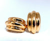 14kt Gold Three Row Semi Hoop Textured Clip Earrings