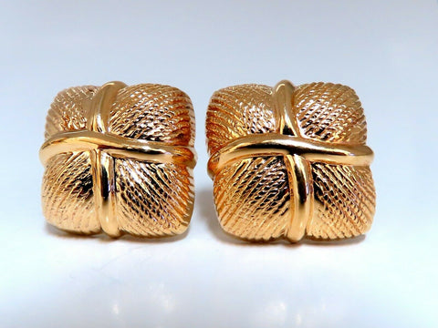14kt Gold Textured Clip Earrings & Omega