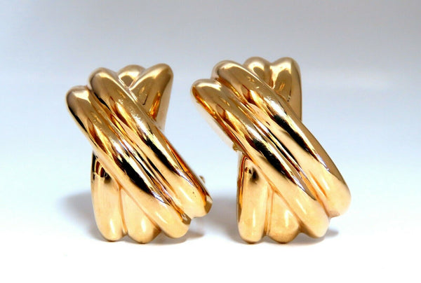 14kt Gold Raised X Clip Earrings Elongated
