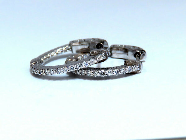 .30ct Natural Diamond Hoop Earrings 14 Karat In / Out