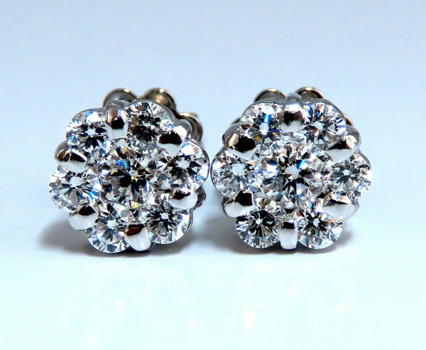 1.10ct Natural Diamonds Cluster Earrings 14kt