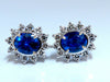 4.19ct Natural Sapphire Diamonds Cluster Earrings 14 Karat gold