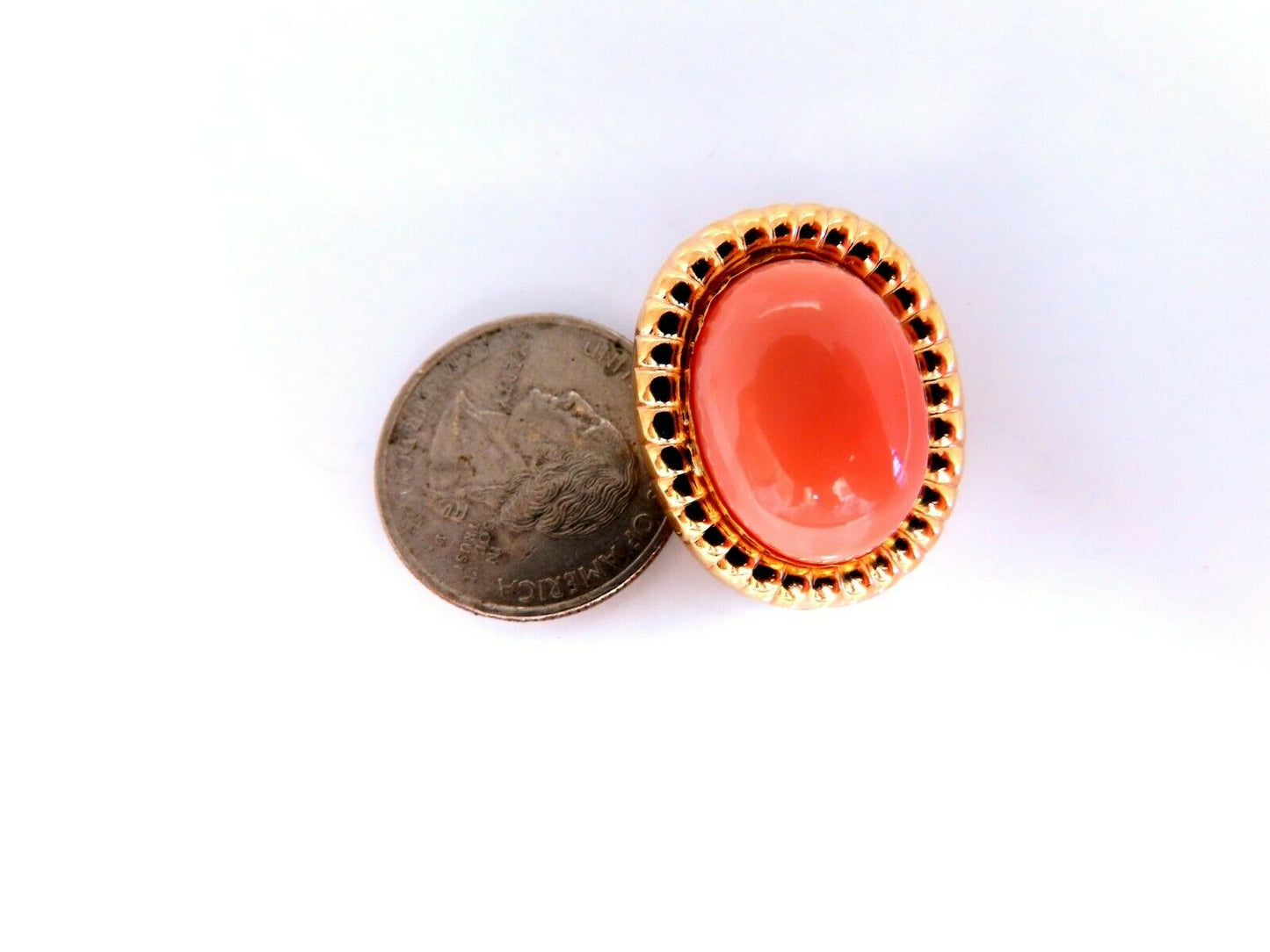 20mm Natural Coral Clip Earrings 14kt