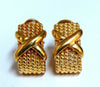 14kt Gold Braid Semi Hoop X Clip Earrings