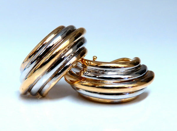 14kt Gold Textured Domed Tubular Semi Hoop Earrings