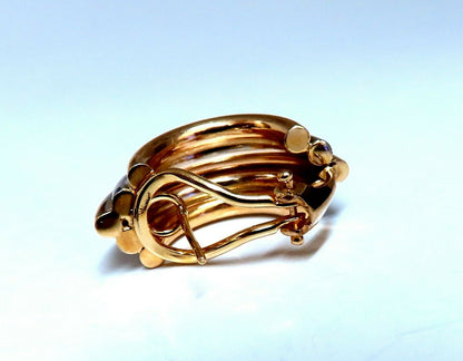 14kt Gold Textured Domed Tubular Semi Hoop Earrings