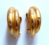 14kt Gold Textured Satin Double Row Diamond Clip Earrings