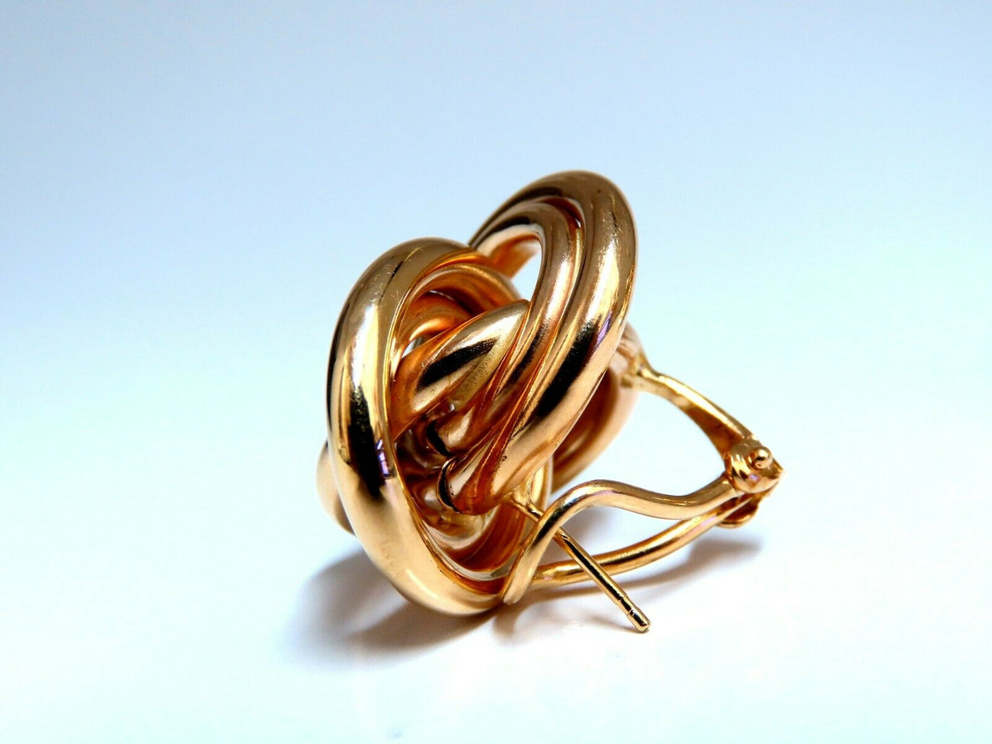 14kt Gold Textured Interlocking Tri Tubular Clip Earrings