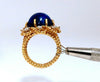 GIA Certified Natural Lapis Diamond Clip Earrings & Ring 18kt