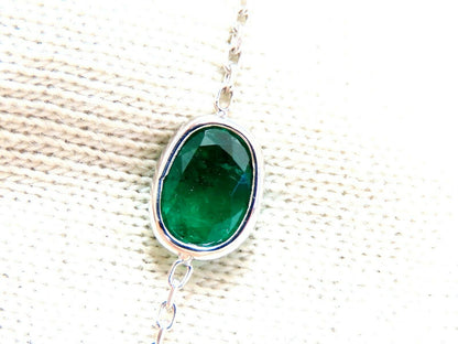 11.73ct. Natural Emeralds Diamonds Yard Necklace 14kt