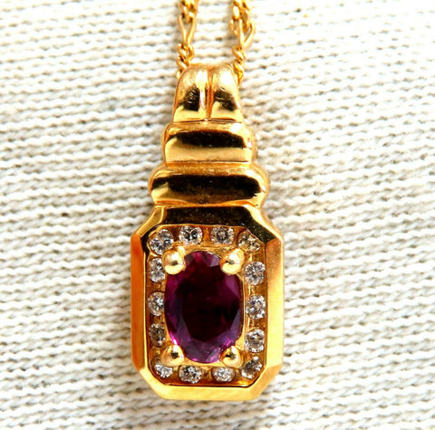 .80ct Natural Ruby Diamonds Pendant Necklace 14kt