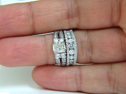 GIA 3.02CT CUSHION BRILLIANT DIAMOND RING & MATCHING BAND SUITE 14KT