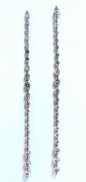 4.02ct Natural Round Diamonds Dangle Earrings 14kt EXtra Long 4 Inch