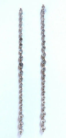 4.02ct Natural Round Diamonds Dangle Earrings 14kt EXtra Long 4 Inch
