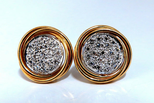 .60ct Natural Diamonds Cluster Circular Clip Earrings 14 Karat & Trim
