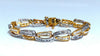 3.54ct Natural Baguette & Round Diamonds Channel Bracelet 14kt Gold Open Deco