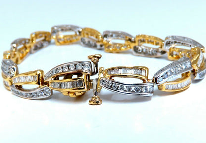 3.54ct Natural Baguette & Round Diamonds Channel Bracelet 14kt Gold Open Deco