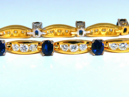 8.50ct natural Vivid royal blue sapphires diamond bracelet 14 Karat